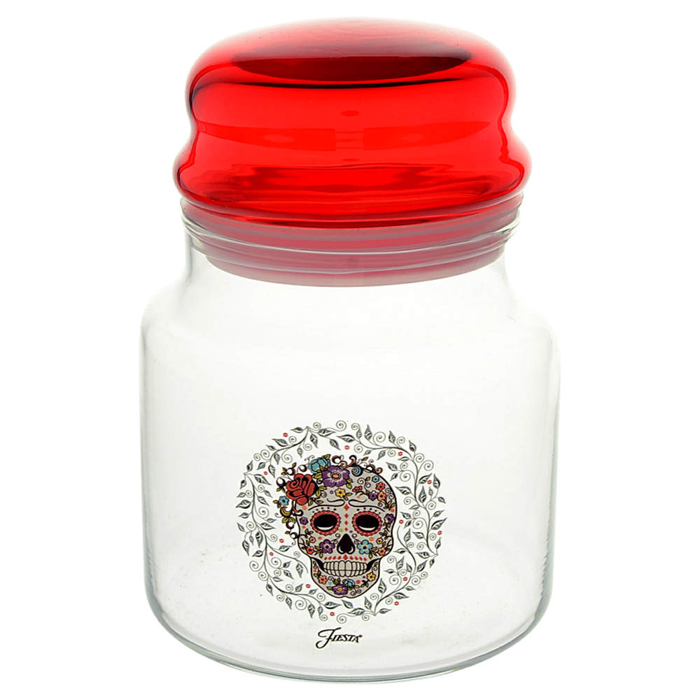 Fiesta Skull and Vine Sugar Glassware Treat Jar & Lid by Homer Laughlin -1