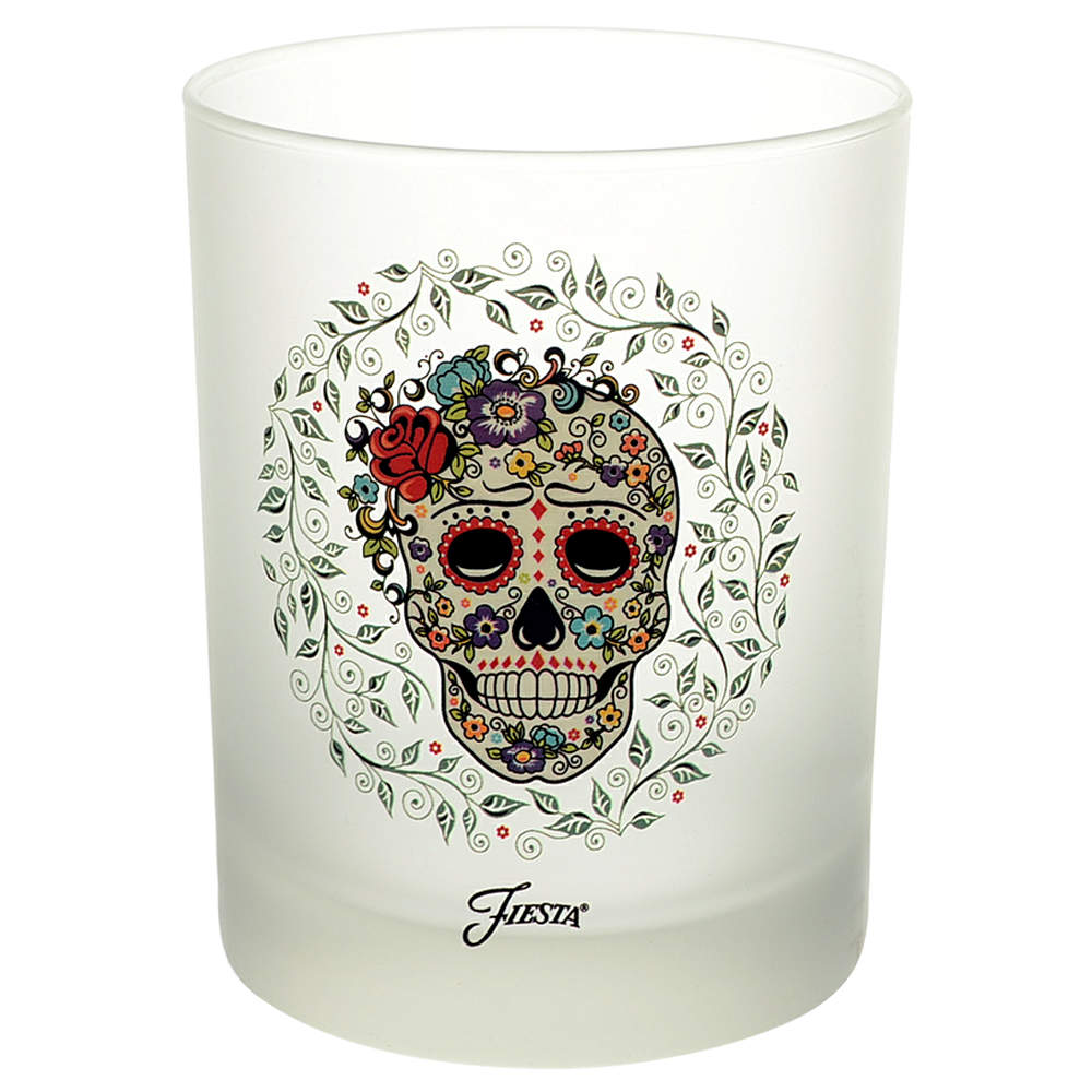 Fiesta Skull and Vine Sugar 14 Oz Glassware Double Old Fashioned by Homer Laughlin -1