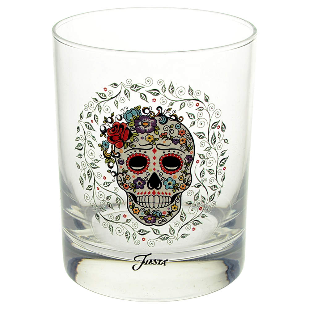 Fiesta Skull and Vine Sugar 14 Oz Glassware Double Old Fashioned by Homer Laughlin -1