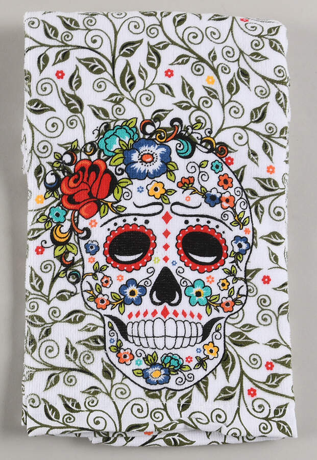 Fiesta Skull and Vine Sugar Cloth Kitchen Towel by Homer Laughlin -1