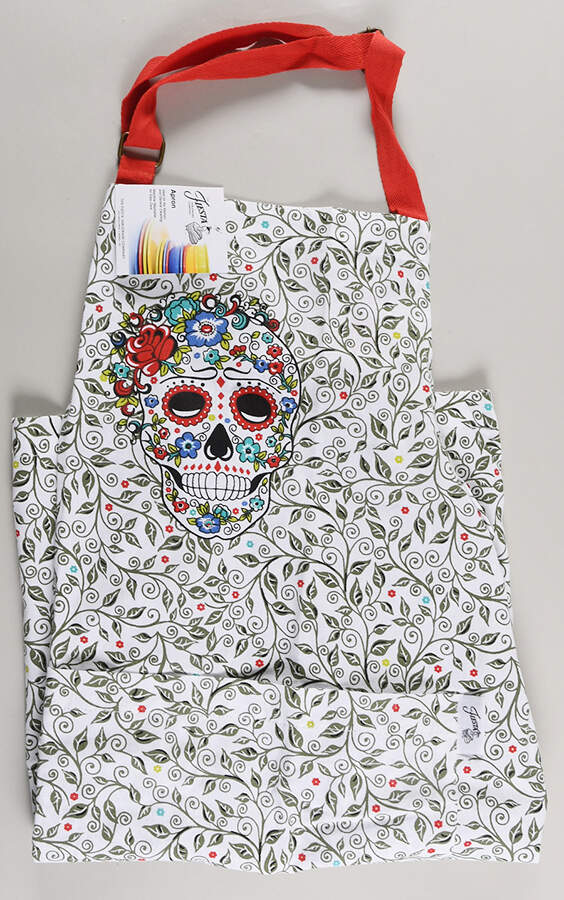 Fiesta Skull and Vine Sugar Cloth Kitchen Apron by Homer Laughlin -1