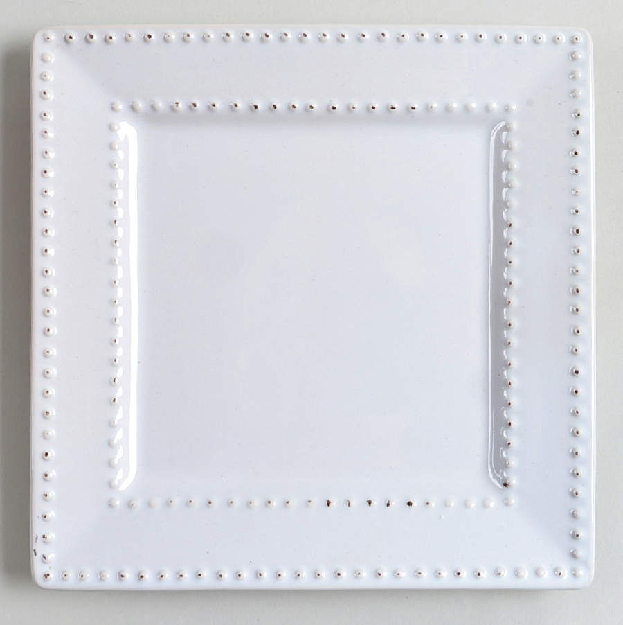 Beaded Square White Square Salad Plate by Home Essentials-1