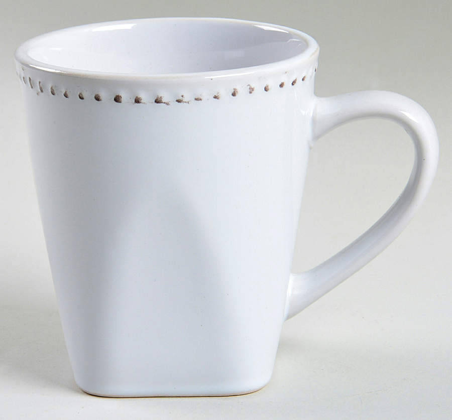 Beaded Square White Mug by Home Essentials-1