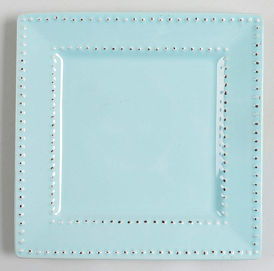 Beaded Square Aqua Square Salad Plate by Home Essentials-1