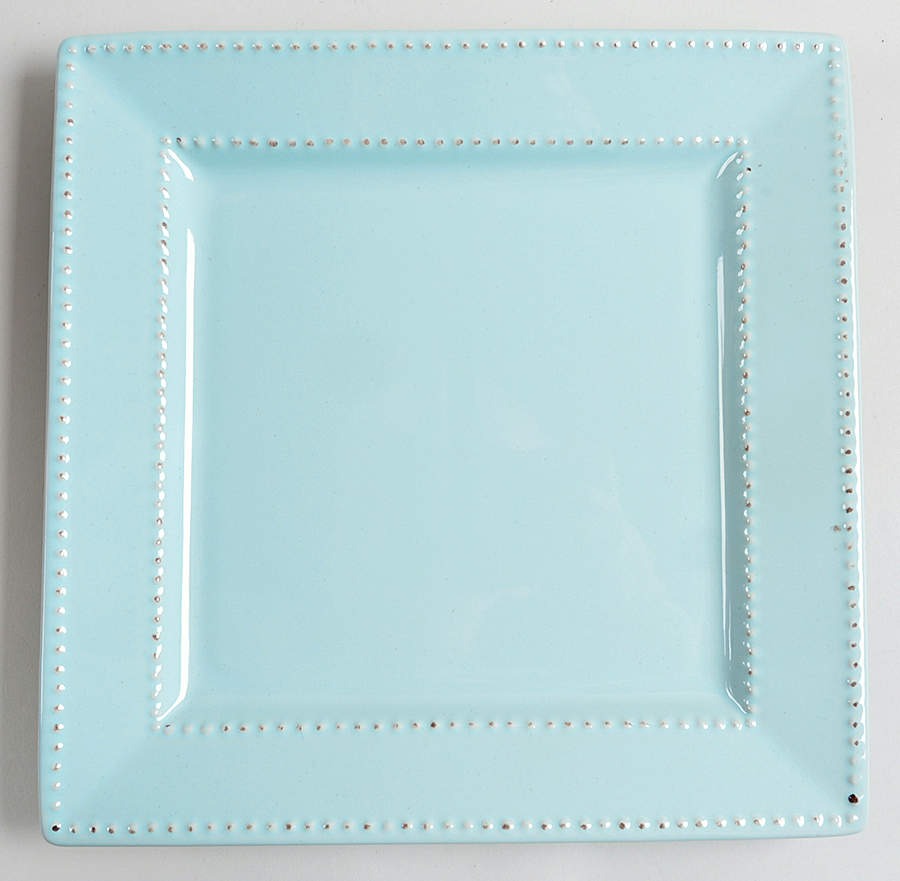Beaded Square Aqua Square Dinner Plate by Home Essentials-1