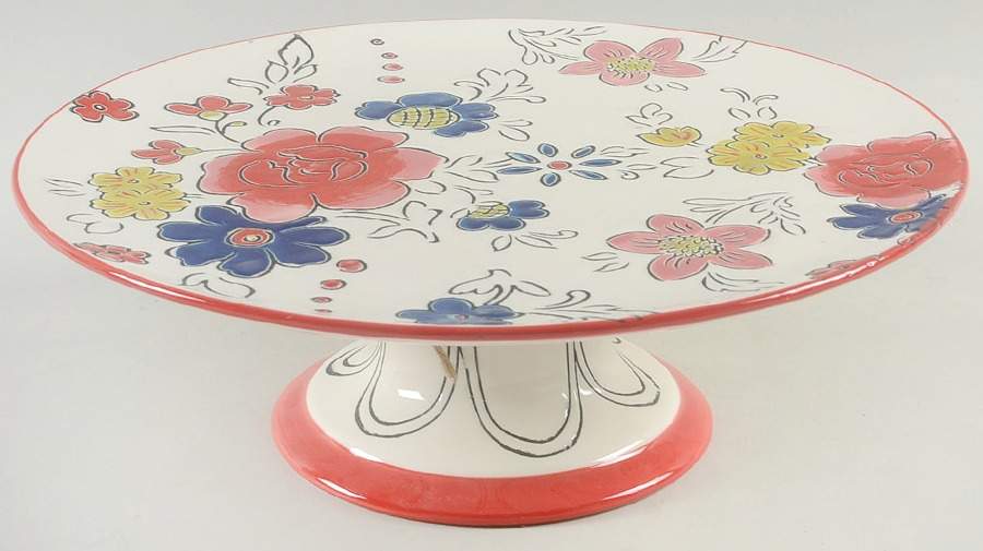 Flower Patch 9" Diameter Pedestal Cake Stand by Home Essentials-1