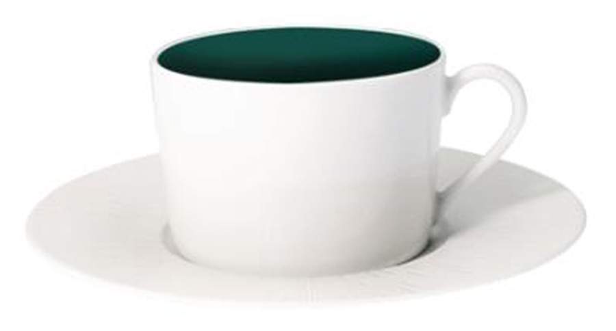 Infini Arc En Ciel Lierre (Green) Flat Cup & Saucer Set by Haviland-1