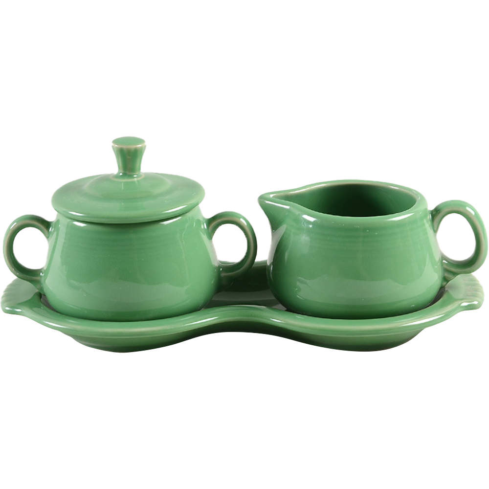 Fiesta Meadow (Intro 2019) Creamer & Sugar with Lid & Tray Set by Homer Laughlin -1
