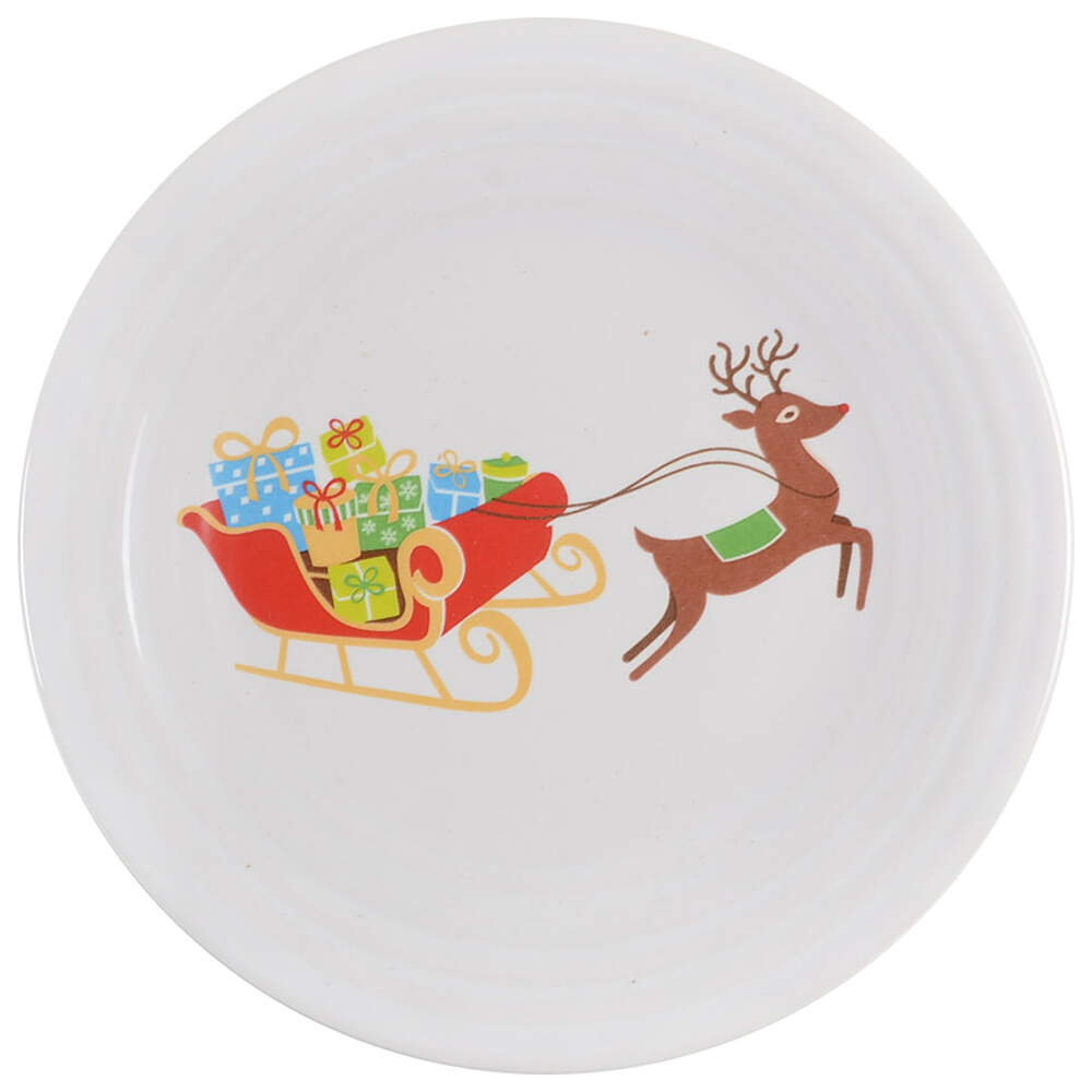 Fiesta Holiday Sleigh Luncheon Plate by Homer Laughlin -1