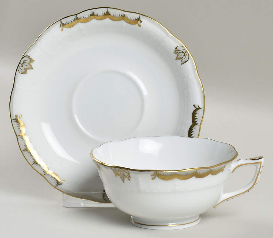 Princess Victoria Gray Footed Cup & Saucer Set by Herend-1