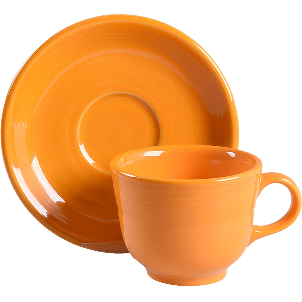 Fiesta Butterscotch (Intro 2020) Flat Cup & Saucer Set by Homer Laughlin -1