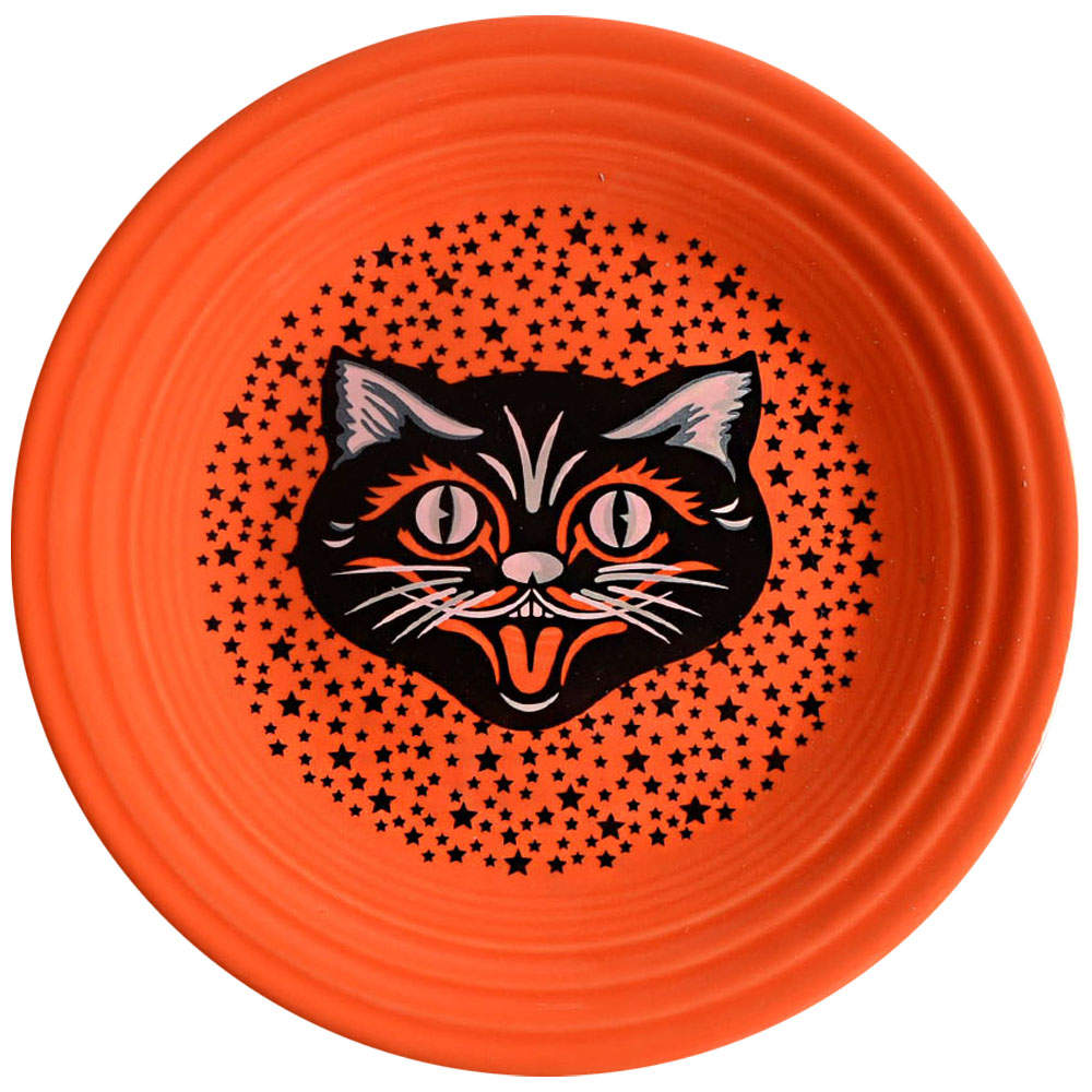 Fiesta Black Cat (Poppy Orange Body) Luncheon Plate by Homer Laughlin -1