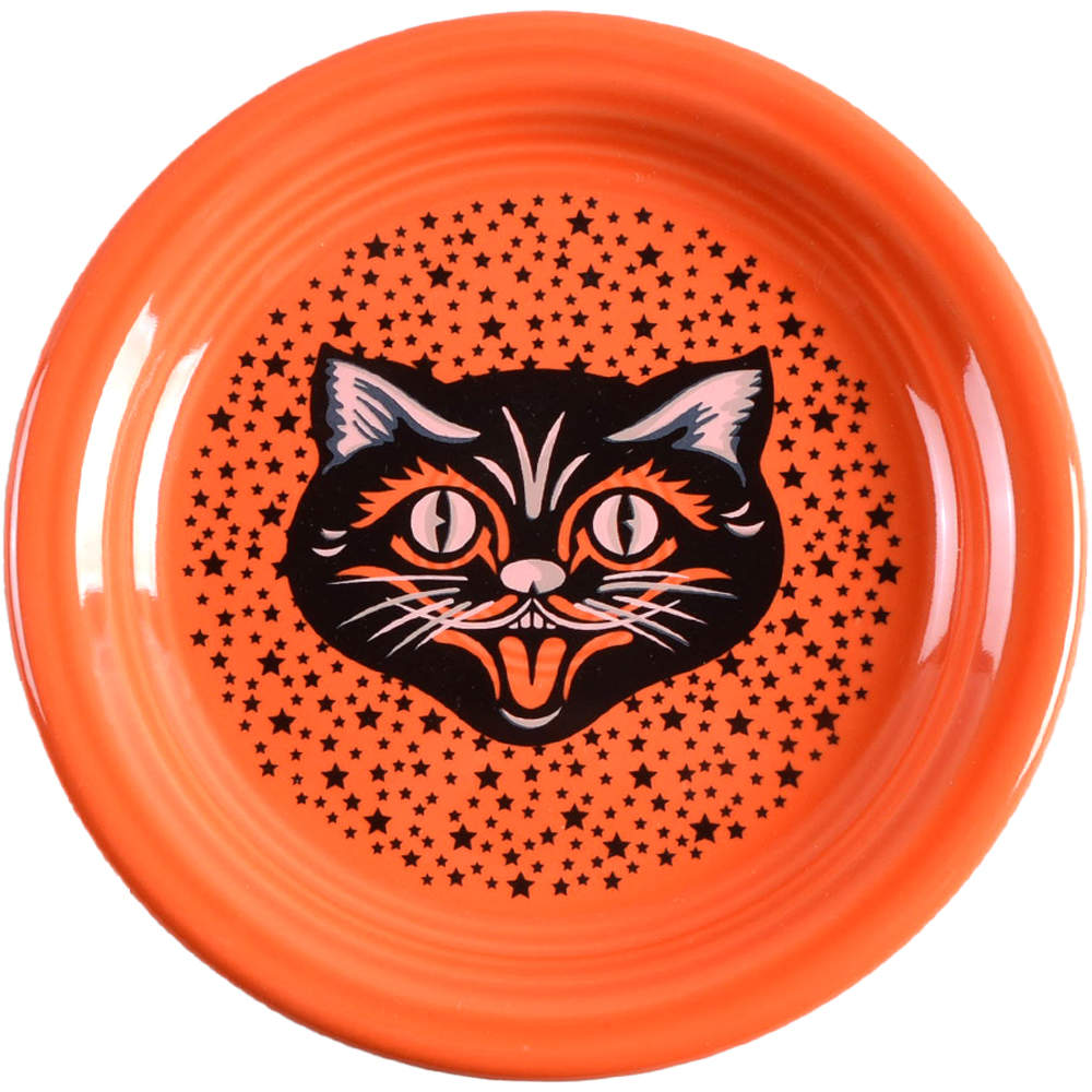 Fiesta Black Cat (Poppy Orange Body) Appetizer Plate by Homer Laughlin -1