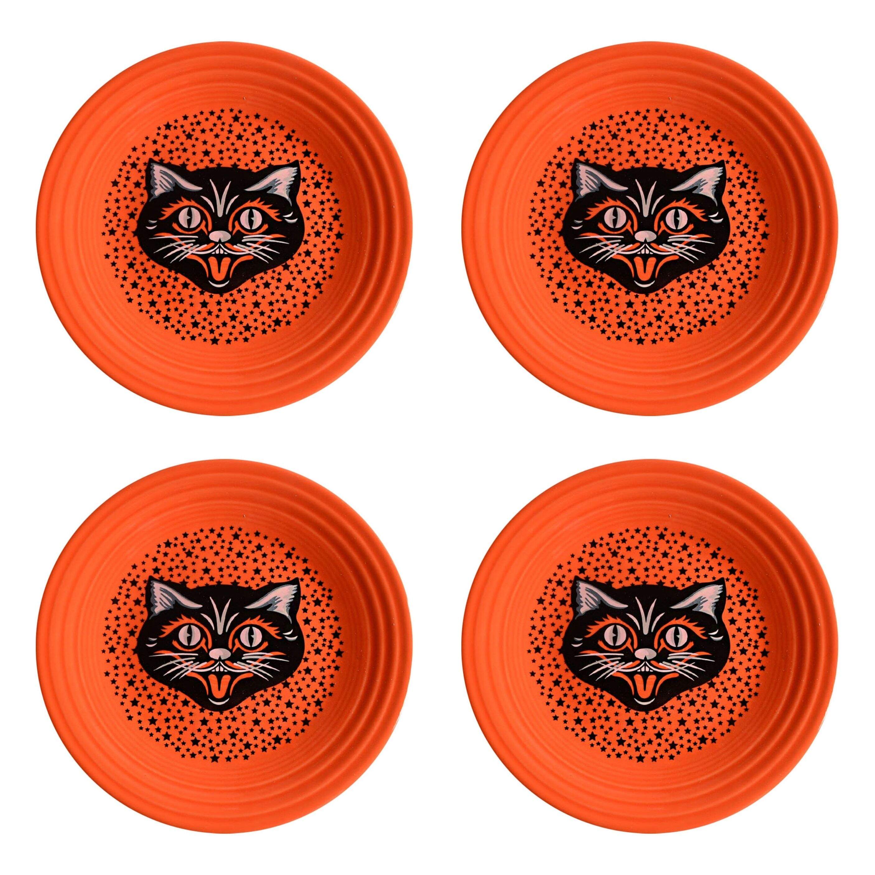 Fiesta Black Cat (Poppy Orange Body) Luncheon Plate - Set of 4 by Homer Laughlin -1