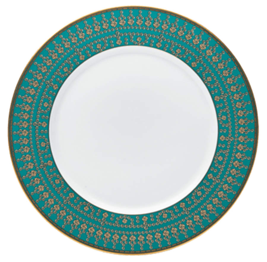 Tiara Peacock Blue Gold Dessert/Pie Plate by Haviland-1