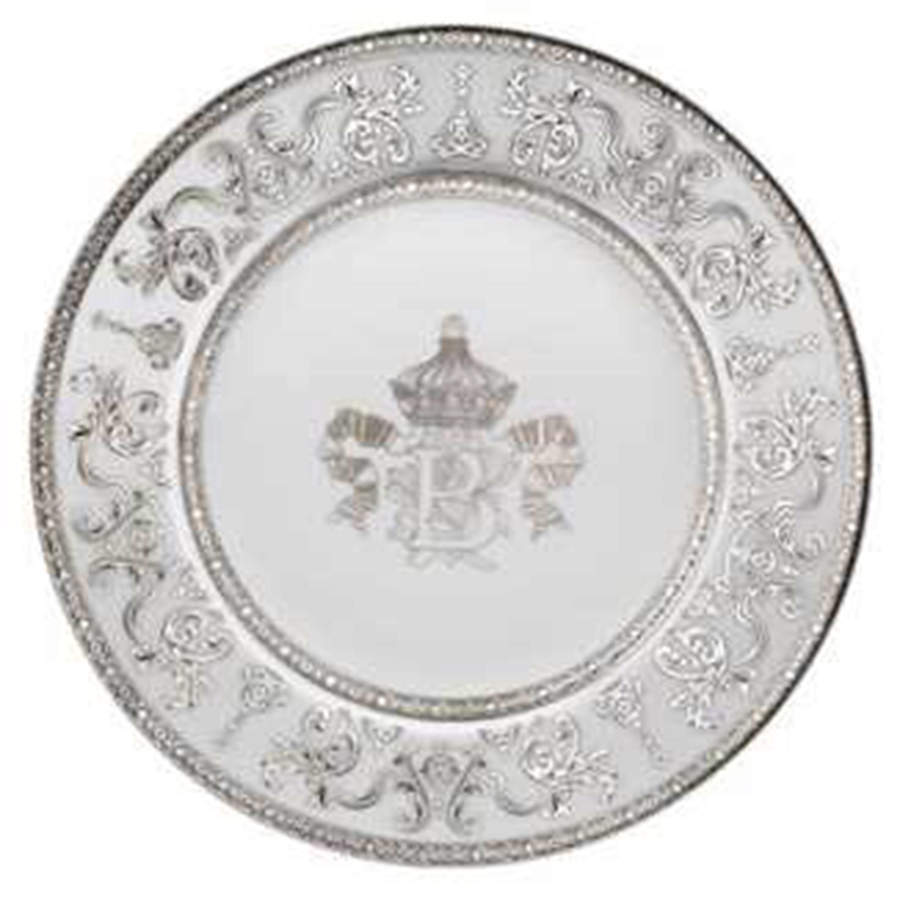 Couronne Imperiale White & Platinum Service Plate (Charger) by Haviland-1