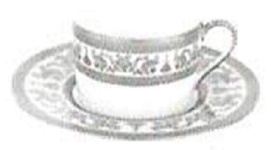 Couronne Imperiale Platinum & Ivory Flat Cup & Saucer Set by Haviland-1