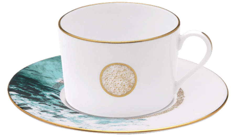 Ocean Bleu Flat Cup & Saucer Set by Haviland-1