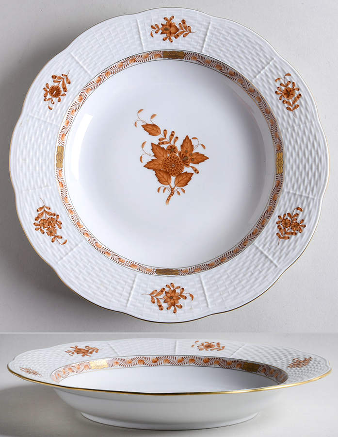 Chinese Bouquet Orange (AM) Large Rim Soup Bowl by Herend-1