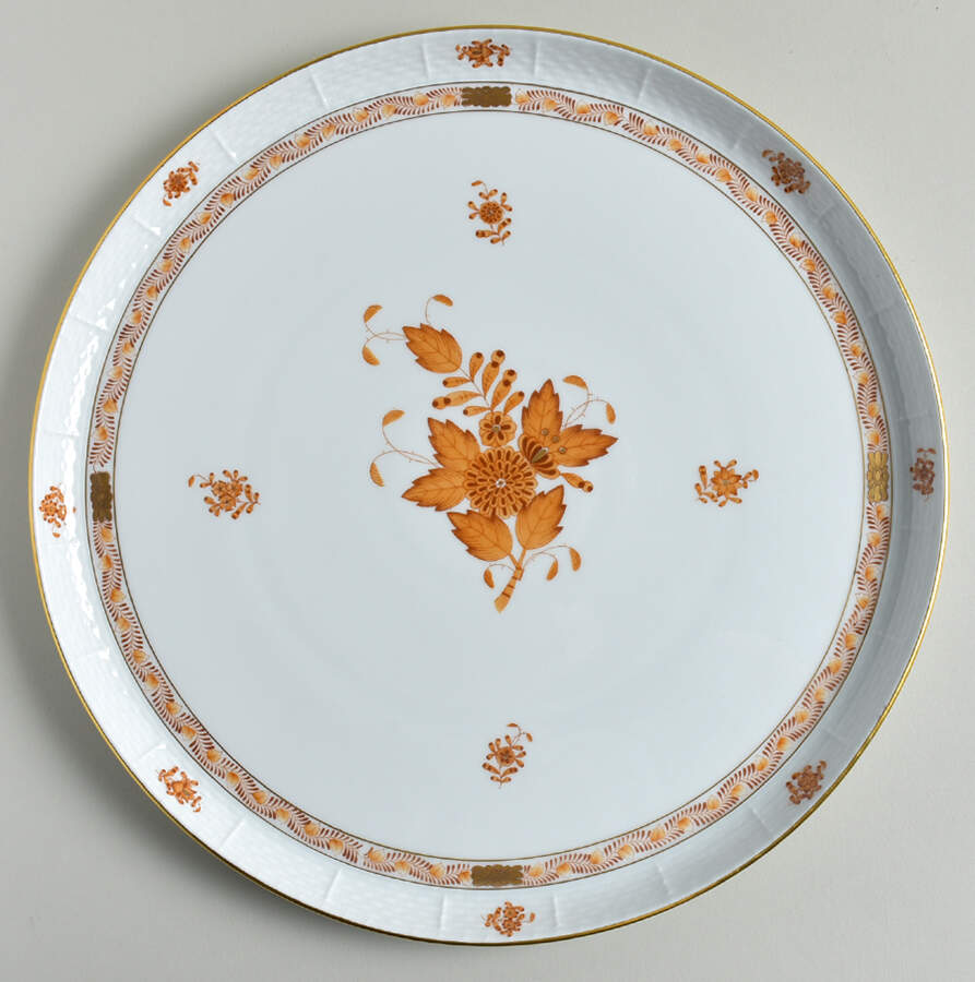 Chinese Bouquet Orange (AM) 12" Round Torte Plate by Herend-1
