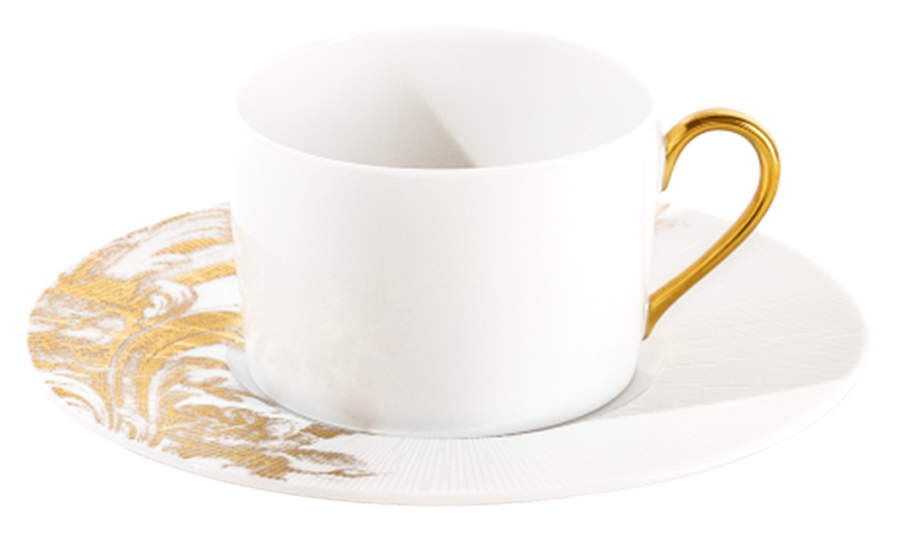 Stanislas Gold Flat Cup & Saucer Set by Haviland-1