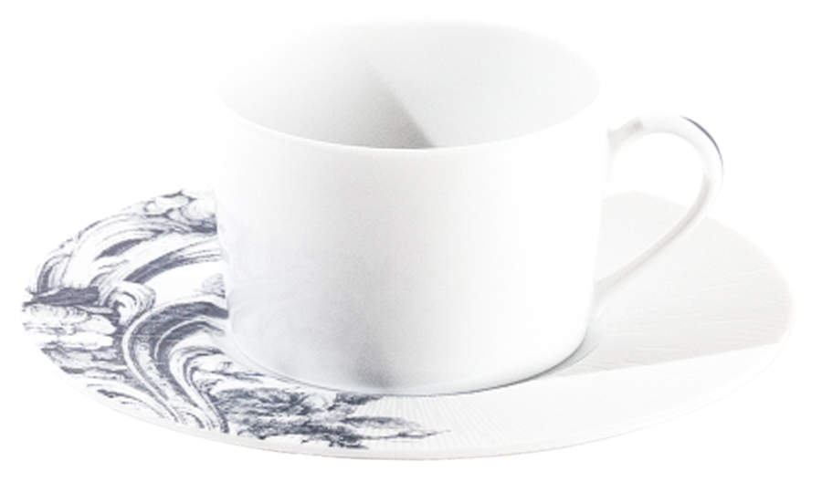 Stanislas Blue Grey Flat Cup & Saucer Set by Haviland-1
