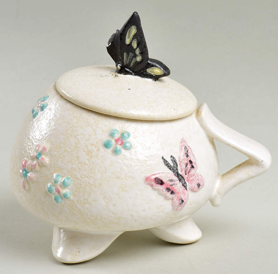 Butterfly Sugar Bowl & Lid by Hull-1