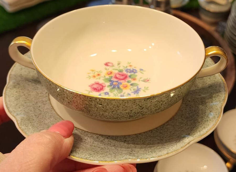 H5109 Footed Cream Soup Bowl & Saucer Set by Haviland-1
