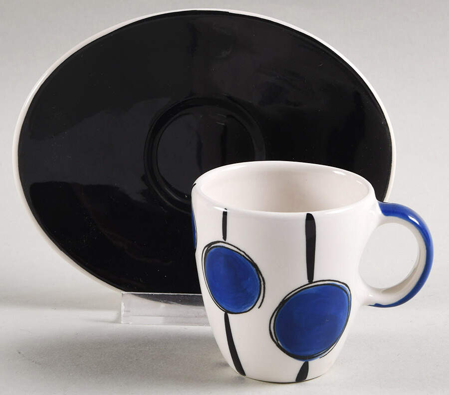 Orbit Flat Demitasse Cup & Saucer Set by Hues 'n Brews-1