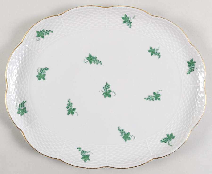 HER88 Green 12" Oval Tray by Herend-1