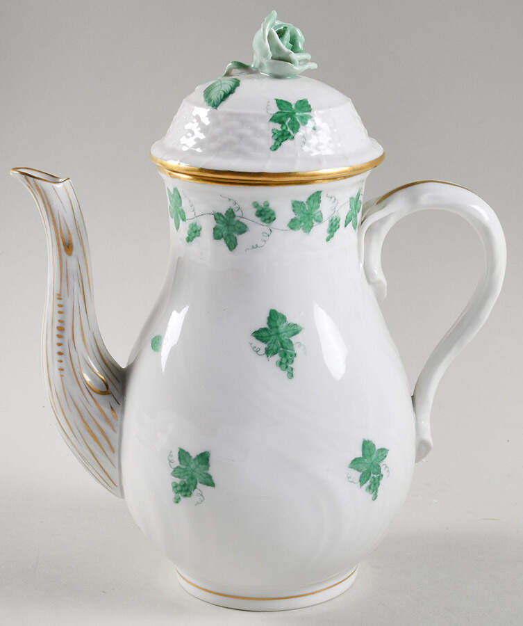 HER88 Green Small Coffee Pot & Lid by Herend-1