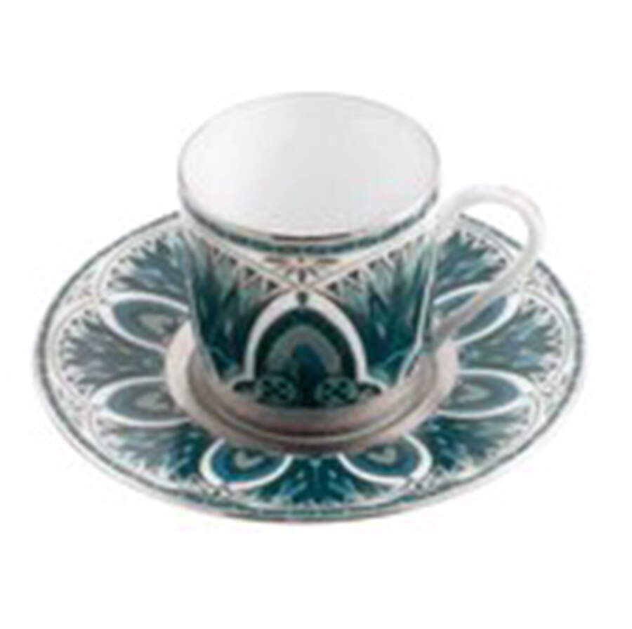 Reves du Nil Platinum Flat Demitasse Cup & Saucer Set by Haviland-1