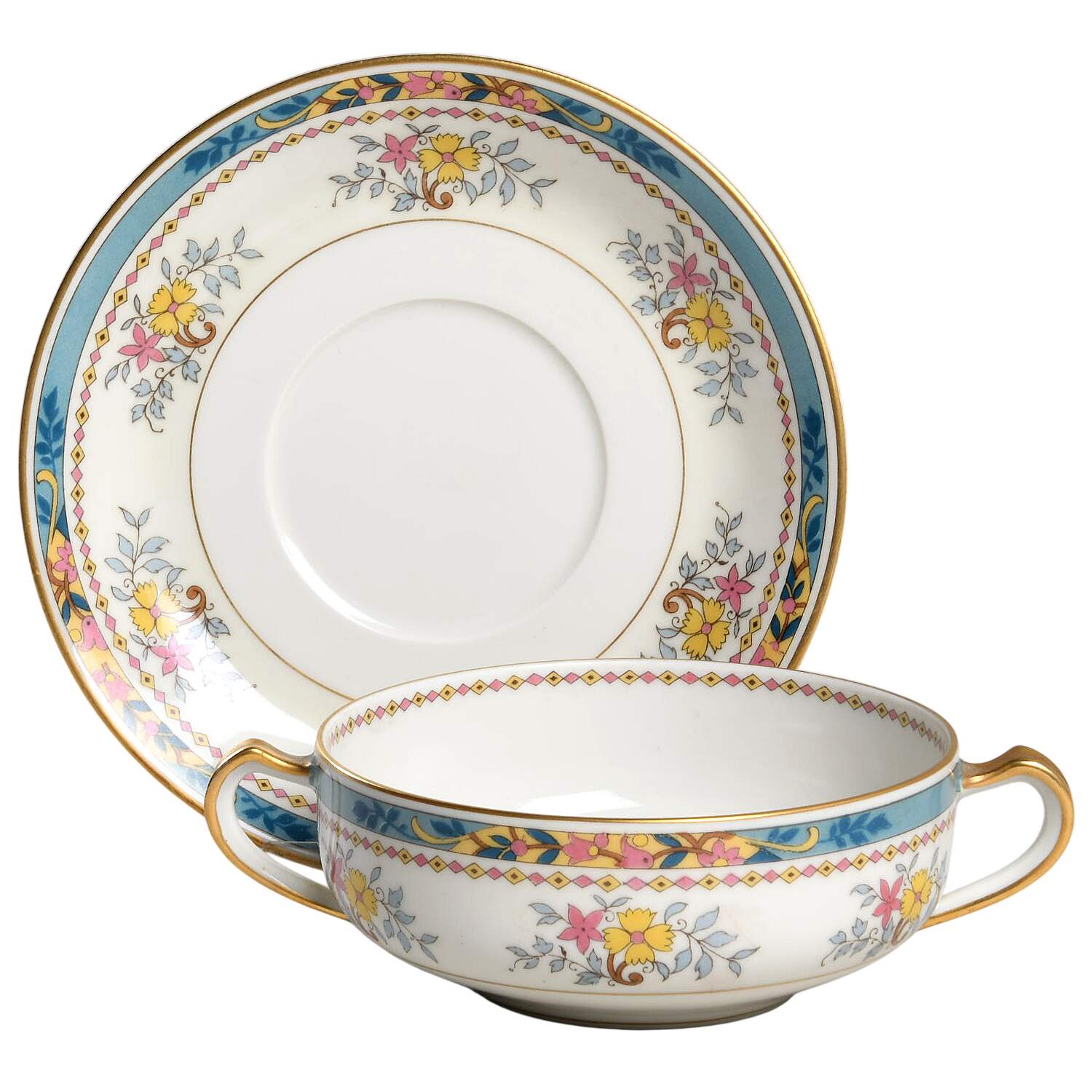 H5208 Flat Cream Soup Bowl & Saucer Set by Haviland-1