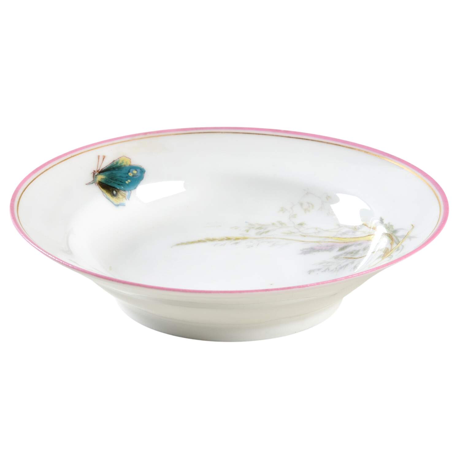 Meadow Visitors (Pink Trim) Fruit/Dessert (Sauce) Bowl by Haviland-1
