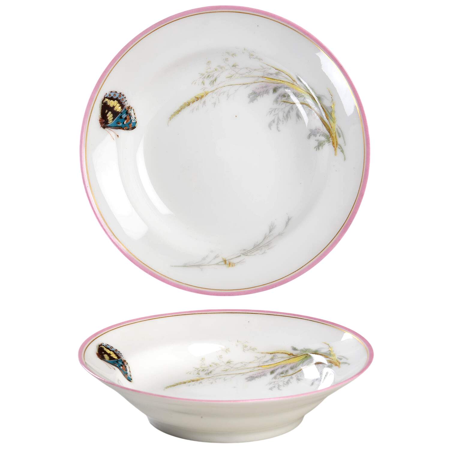 Meadow Visitors (Pink Trim) Fruit/Dessert (Sauce) Bowl by Haviland-1