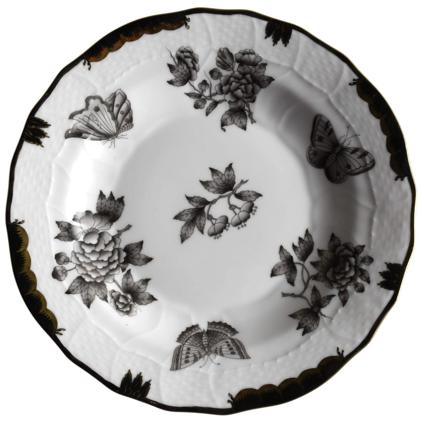 Fortuna-Black (VBONX) Dessert/Pie Plate by Herend-1