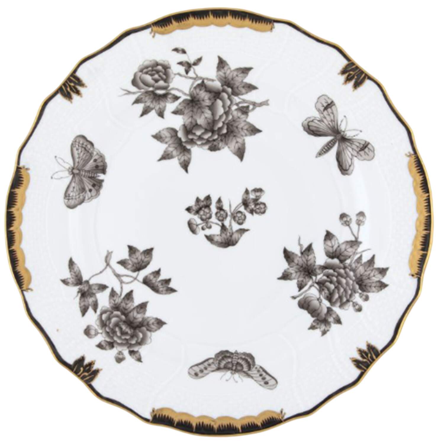 Fortuna-Black (VBONX) Dinner Plate by Herend-1