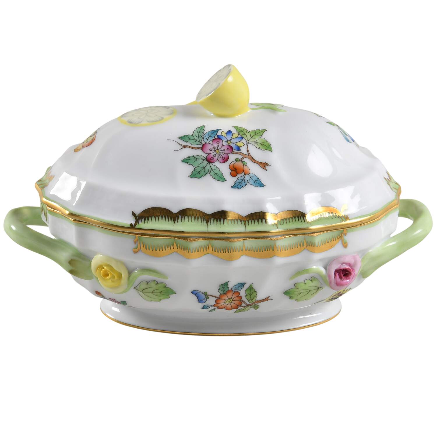 Queen Victoria (Green Border) Mini Tureen & Lid by Herend-1
