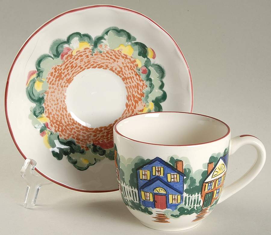 Welcome Home Flat Cup & Saucer Set by Indigo Gate-1
