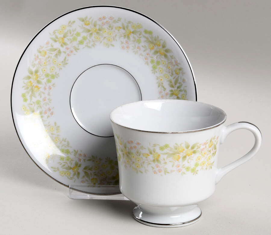 Rosette Footed Cup & Saucer Set by Image Gallery-1