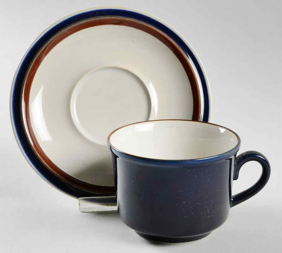 Imperial Blue Flat Cup & Saucer Set by Imperial (Japan)-1