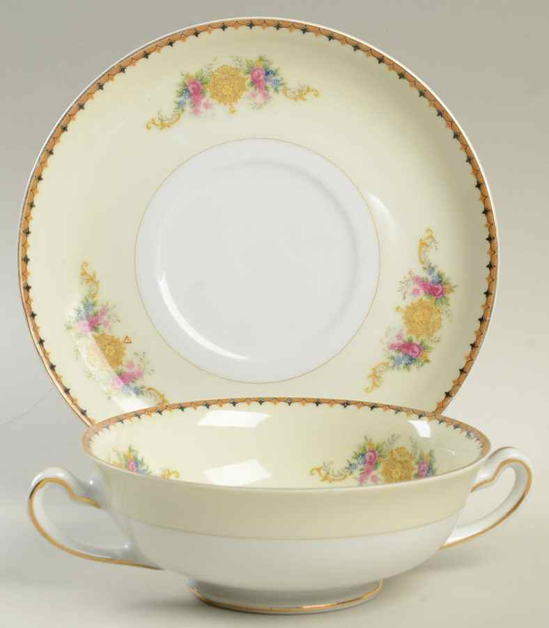IMP17 Footed Cream Soup Bowl & Saucer Set by Imperial (Japan)-1