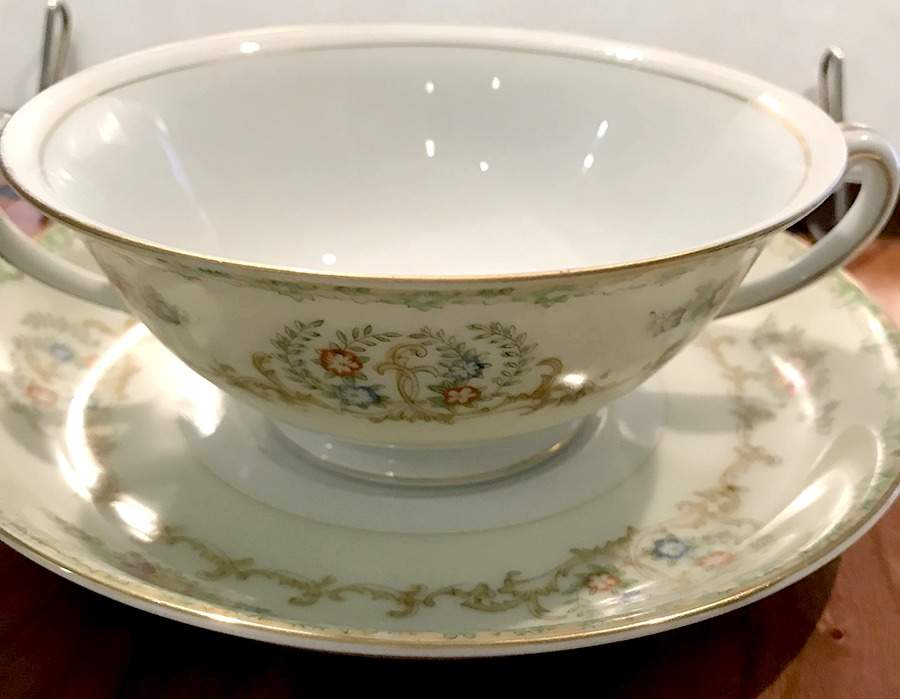 IMP21 Footed Cream Soup Bowl & Saucer Set by Imperial (Japan)-1