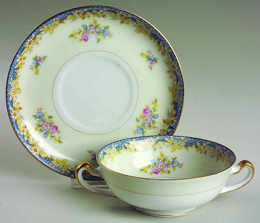 IMP27 Footed Cream Soup Bowl & Saucer Set by Imperial (Japan)-1