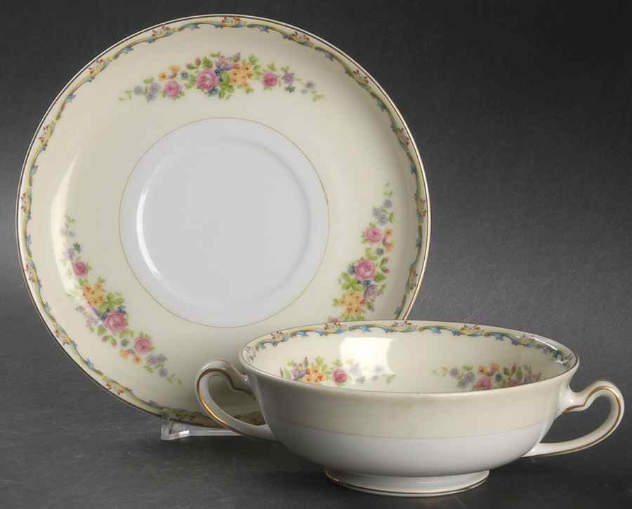 IMP8 Footed Cream Soup Bowl & Saucer Set by Imperial (Japan)-1