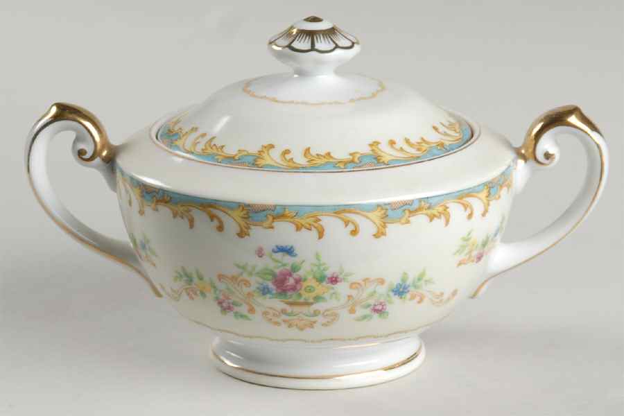 Jacqueline (Blue Edge) Sugar Bowl & Lid by Imperial (Japan)-1