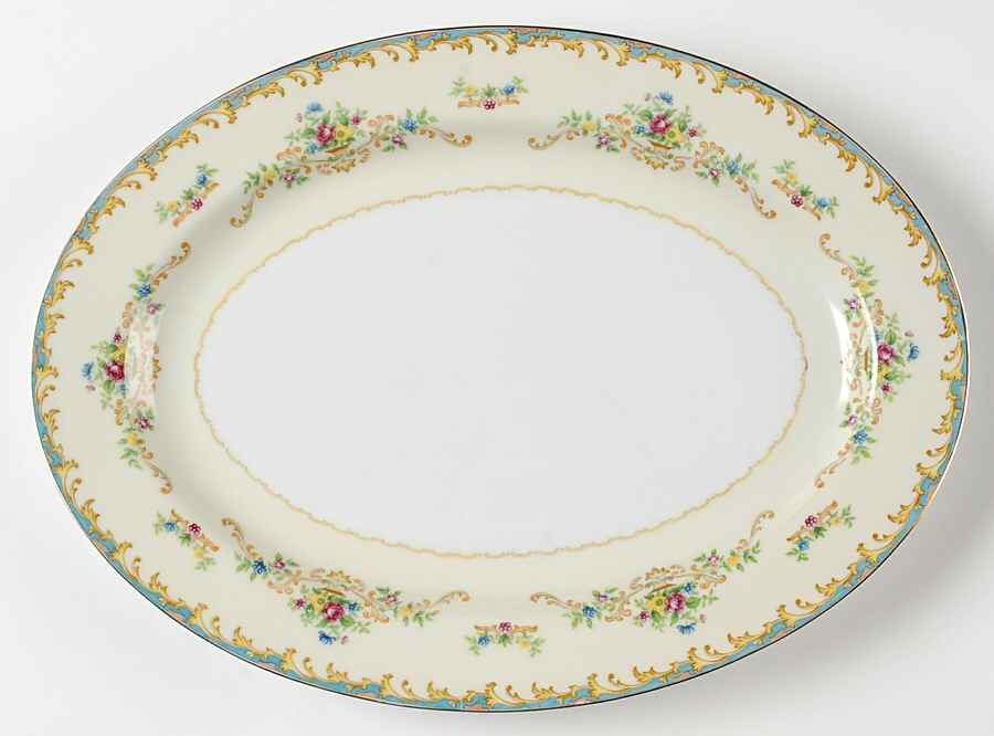 Jacqueline (Blue Edge) 14" Oval Serving Platter by Imperial (Japan)-1