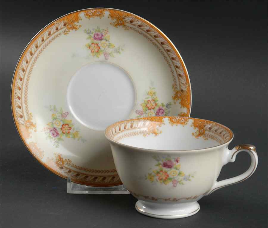 Normandie Footed Cup & Saucer Set by Imperial (Japan)-1