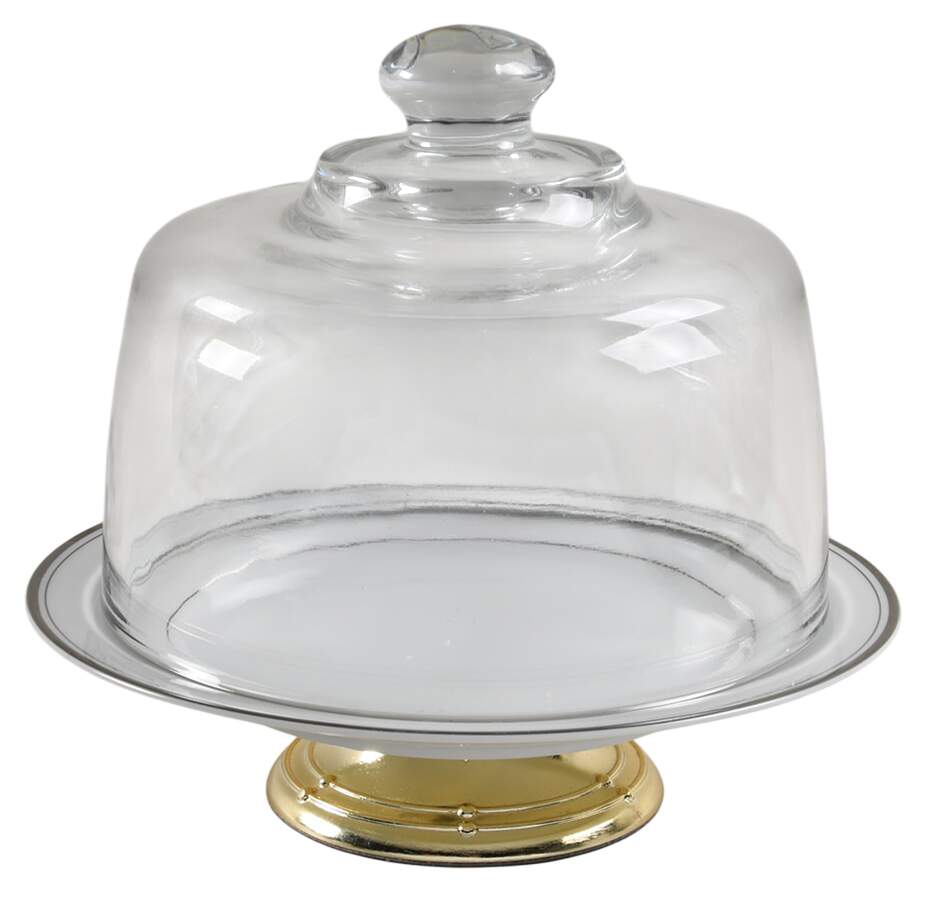 Sincerity 6 1/2"-7 1/2" Footed Cheese Plate w/ Glass Dome HC by Imperial (Japan)-1