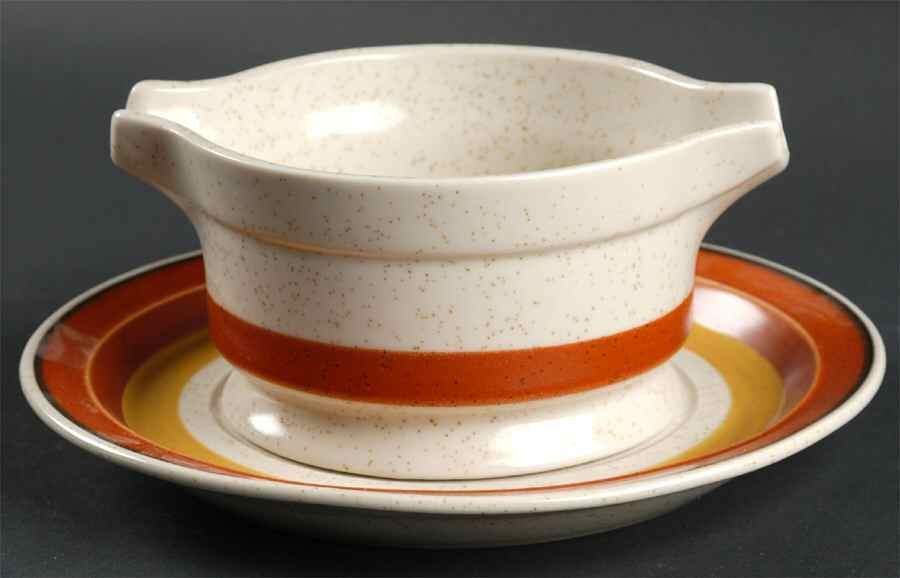 Tangerine Gravy Boat & Underplate by Imperial (Japan)-1